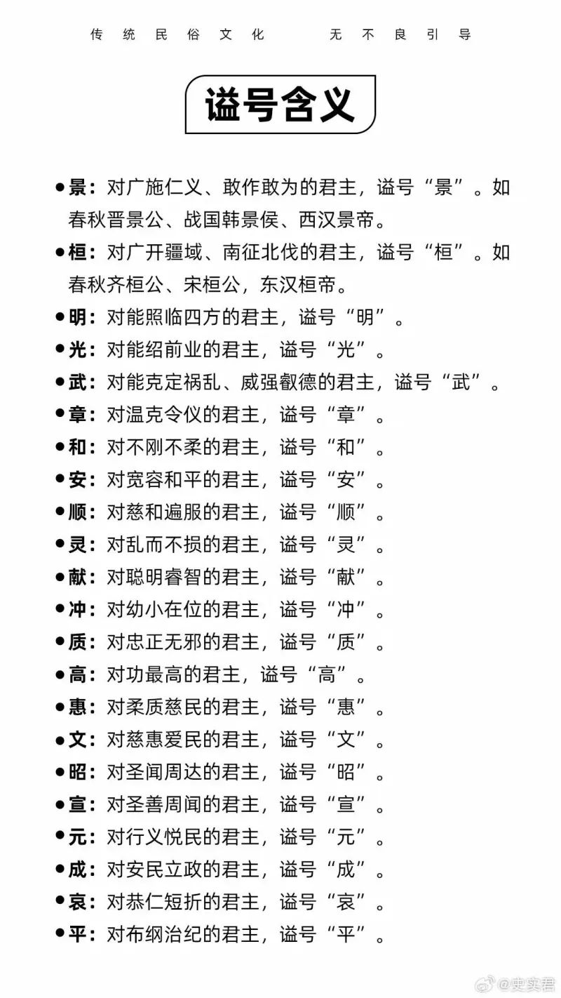 古代君主谥号含义
